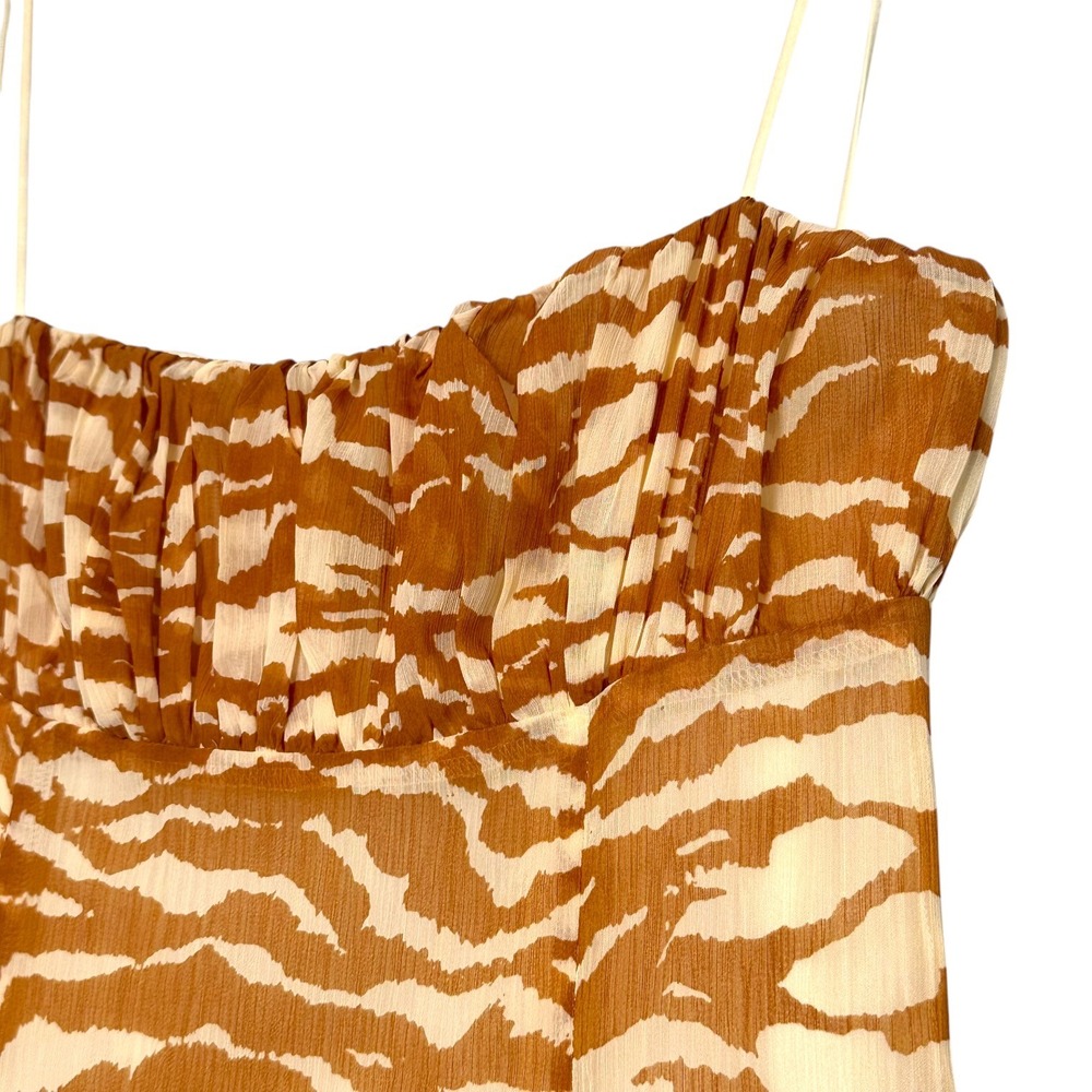 Camila Coelho Dress Bailee Zebra Print Side Slit Tan Cream M Animal Print Boho - Picture 7 of 15